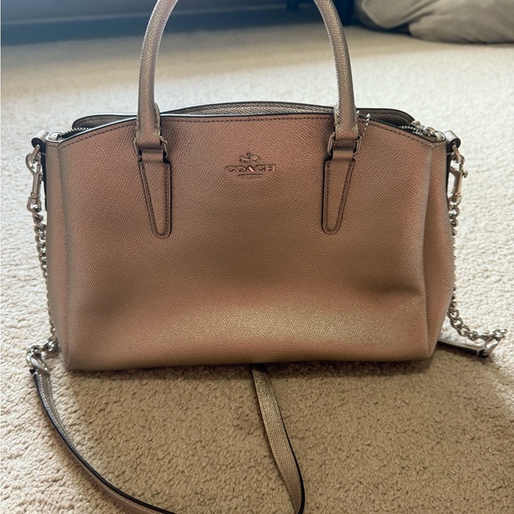 Coach Silver Satchel with Dual Handles and Detachable Strap - Picture 1 of 4